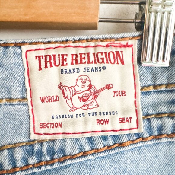 True Religion SADIE mini Skirt Light Wash 28 - Picture 6 of 9